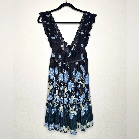 NWOT FREE PEOPLE Bali Wild Daisy Slip / Dress Black Combo Size S - Picture 8 of 14